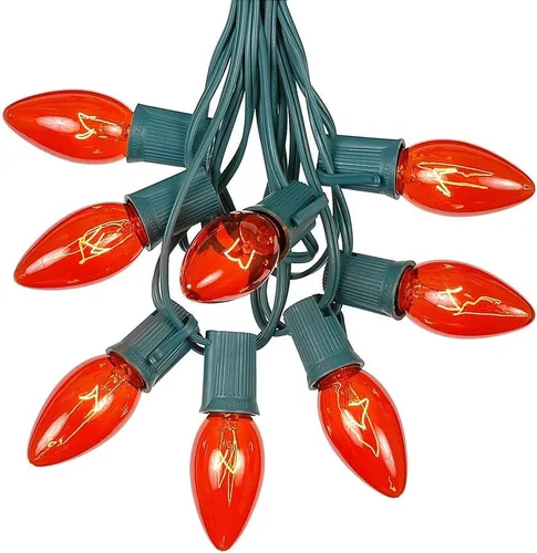 Miniatura 8 de Juego de luces de Navidad transparentes C9, cadena de luz para interior o exterior, para árbol de Navidad, luces colgantes para la línea de techo