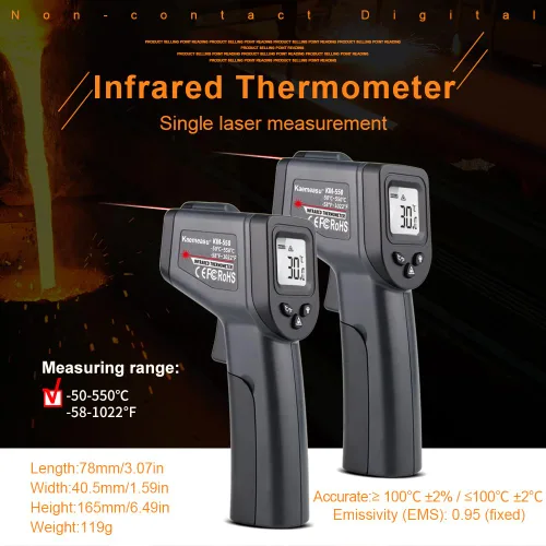 Miniatura 2 de Pistola de termómetro IR con batería láser termómetro pistola de temperatura para uso doméstico -58.0-1,022.0 °F/-58-1022 ℉ Ideal para cocinar