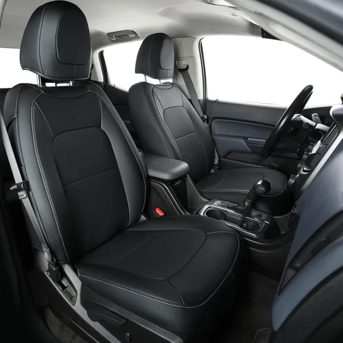 Miniatura 9 de LUCKYMAN CLUB 2 fundas de asiento delanteras Chevy Colorado, aptas para camión de trabajo Colorado Crew Cab Z71 LT ZR2 2015-2022 con piel sintética