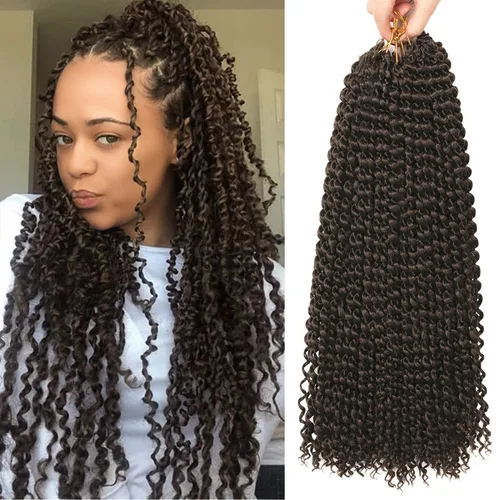 Miniatura 14 de Cabello Passion Twist de 30 pulgadas, cabello rubio de ondas de agua con ganchillo para mujeres, cabello rubio Passion Twist de ganchillo largo 27#