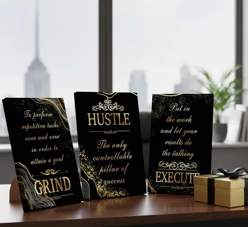 Miniatura 8 de 3 piezas de lienzo inspirador de oro negro para oficina, arte de pared, motivacional, moler ajetreo, ejecución, fotos inspiradoras, decoración