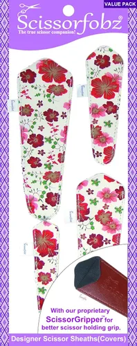 Miniatura 6 de Fundas protectoras para tijeras de diseñador, 4 unidades, tamaño surtido, diseño floral victoriano azul #4-304 Jardín floral victoriano azul