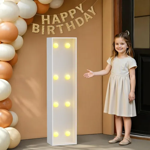 Miniatura 86 de IMPRSV Letras de mosaico iluminadas de marquesina, 4 pies para globos y fiestas, decoración de kit de arco