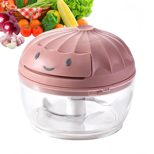 Miniatura 10 de Procesador manual de alimentos, picador de verduras, mini cortador de ajo con cuerda de mano, cortador de cebolla para verduras, jengibre, frutas