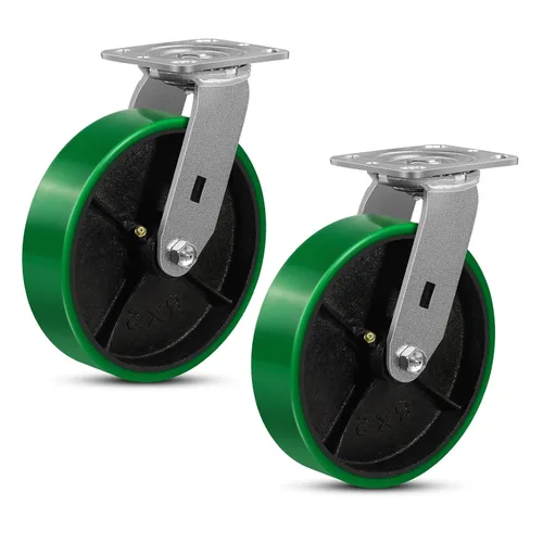 Miniatura 16 de Ruedas giratorias, ruedas industriales de 4 pulgadas resistentes, poliuretano en rueda de acero, ruedas giratorias de placa superior