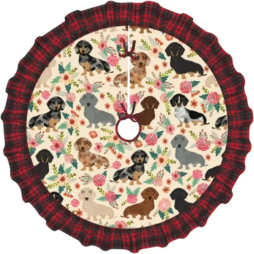 Miniatura 46 de A Brood of Chickens - Falda de árbol de Navidad de 30 pulgadas con borde de cuadros búfalo rojos y negros, decoración para Feliz Navidad, casa
