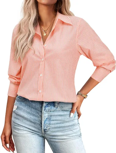 Miniatura 14 de Gleeivy Camisas con botones para mujer de ajuste clásico, camisa de vestir, camisa de trabajo, de negocios, casual, de manga larga, blusa, tops A