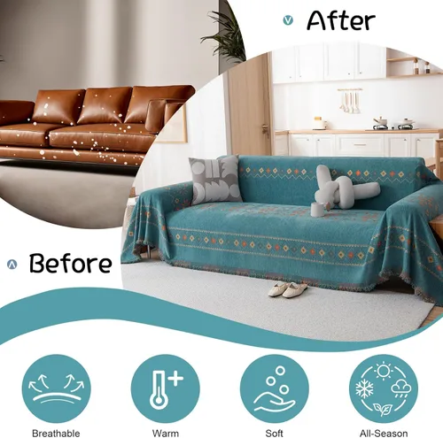 Miniatura 285 de VClife Fundas de sofá bohemio de felpilla para sofá seccional, fundas de sofá suaves y antideslizantes para sofá de 2 cojines, protector de muebles