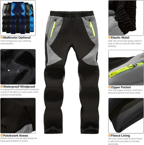 Miniatura 3 de Pantalones de esquí de nieve para niños, senderismo, niños, niñas, impermeables, resistentes al viento, forro polar cálido y aislado