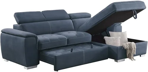 Miniatura 8 de Lexicon Cheyenne Sofá cama modular convertible, diván derecho, color azul