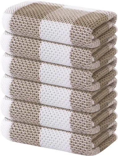 Miniatura 38 de Homaxy Paños de cocina 100% algodón, tejido gofre a cuadros, 12 x 12 pulgadas, toallas para platos súper suaves y absorbentes, de secado rápido