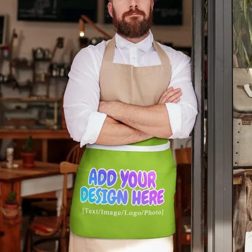Miniatura 170 de AXKEUDO Delantal personalizado con bolsillos, delantales de cintura para camarera para cocinar en casa, restaurante, servir trabajo