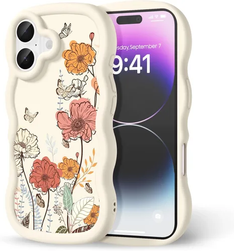 Miniatura 182 de Compatible con iPhone SE/8/7 Funda para Mujeres y Niñas, Marco Ondulado Rizado con Patrón Lindo, Estética Delgada Suave Silicona TPU Parachoques