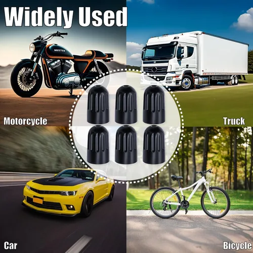 Miniatura 8 de 30 piezas de tapas de vástago de válvula de neumático TPMS, tapas de vástago de válvula de rueda de plástico negro para TR20008 TPMS, tapas