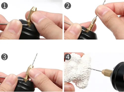 Miniatura 5 de Mini taladro de mano eléctrico, DC 5V portátil de mano micro USB taladro con 3 brocas de repuesto, rango de pinza de 0.028-0.051 in