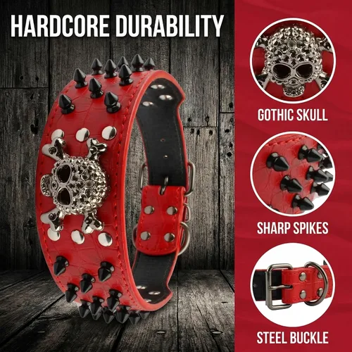 Miniatura 3 de Collar de perro con tachuelas, collar de perro de cuero con pinchos de 2 pulgadas para perros medianos y grandes Pit Bull Mastiff Bully Boxer