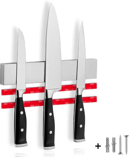 Miniatura 17 de Portacuchillos magnético para pared, 10" no requiere perforación, incluye cinta autoadhesiva, extra fuerte para sujetar cuchillos – Tira magnética