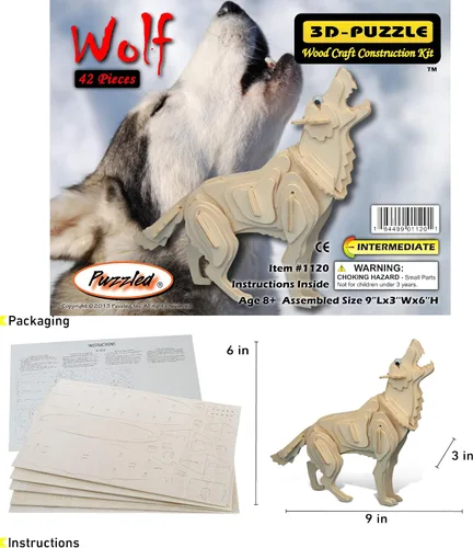 Miniatura 2 de Puzzled Kit de construcción de madera 3D Grey Wolf