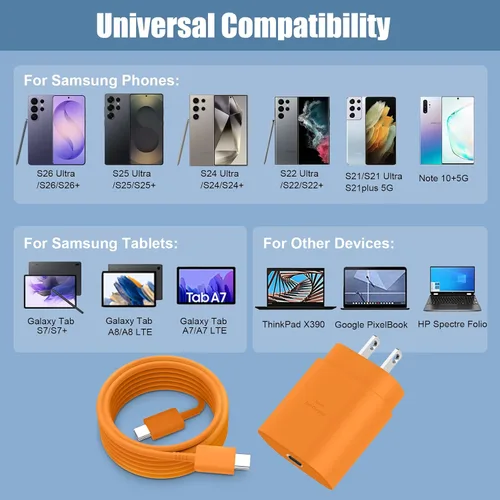 Miniatura 61 de Cargador USB C, carga rápida súper rápida de 25 W tipo C y cable de carga USB C de 6,6 pies para Samsung Galaxy S25/S25 Ultra/S25+/S24/S24