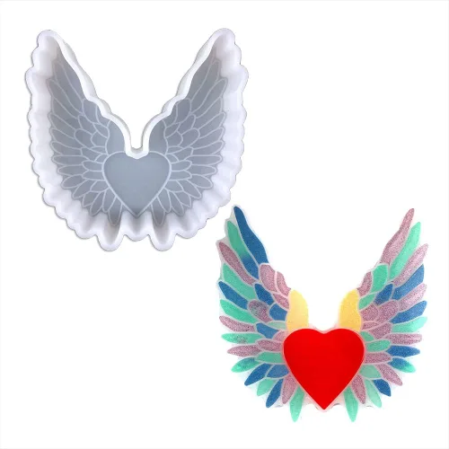 Amor con alas de ángel forma coche Freshie molde de silicona para hacer jabón aroma perlas coche Freshie colgante vela resina