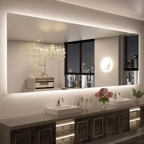 Miniatura 33 de Keonjinn - Espejo de 48x30 pulg retroiluminado LED para baño/tocador, luz de 3 colores ajustables blanca/cálida/natural, lúmenes altos, montaje