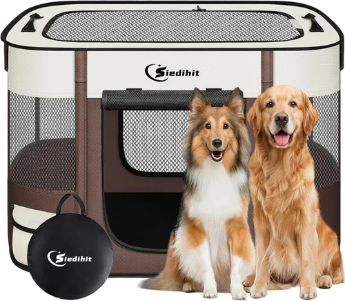 Miniatura 13 de Corralito para perros, gatos y mascotas, corralito portátil para perros en interiores y exteriores, viajes, camping, carpa jaula plegable para Gris