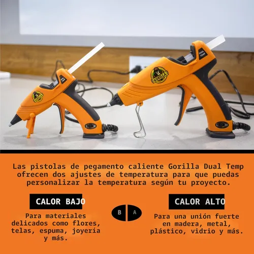 Miniatura 6 de Gorilla Pistola de pegamento caliente (paquete de 1) – Pistola de pegamento caliente de tamaño mini de doble temperatura con boquilla de precisión