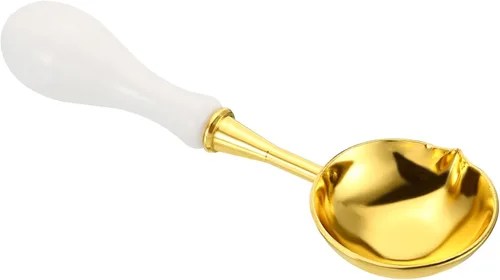 PATIKIL Cuchara de sellado de cera de 4 pulgadas, cuchara de fusión de sellado de cera de latón, mango de madera vintage para sello de cera, sobre