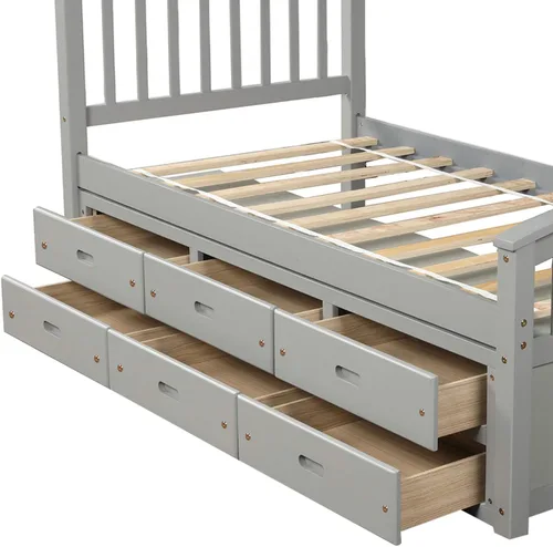 Miniatura 5 de Harper & Bright Designs Base de cama de plataforma individual con 6 cajones de almacenamiento, sofá cama individual con almacenamiento, cama capitán