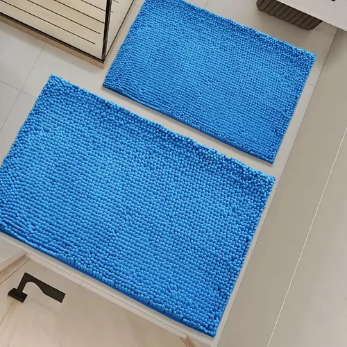 Miniatura 59 de Juego de alfombras de baño de 2 piezas, súper absorbente suave, gruesa, lavable en lavadora, alfombra de baño de chenilla antideslizante, alfombra