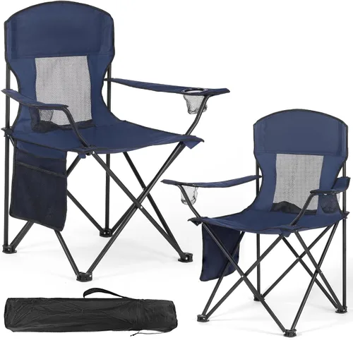 Miniatura 12 de WEIDIORME Paquete de 2 sillas de campamento ligeras para adultos y adolescentes, sillas portátiles plegables de capacidad de 250 libras con bolsa