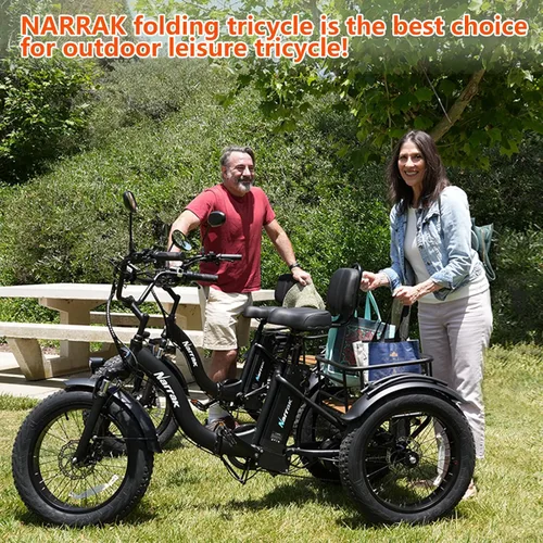 Miniatura 6 de NARRAK Triciclo eléctrico para adultos, triciclo eléctrico plegable con neumáticos gruesos, bicicletas eléctricas de 3 ruedas, pico de 1350 W