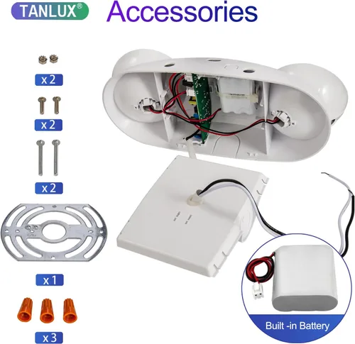 Miniatura 5 de TANLUX Luces de emergencia LED con batería de respaldo, luces de emergencia comerciales ajustables de dos cabezales, certificación UL, CA 120/277 V