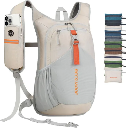 Miniatura 12 de BECOJADDE - Mochila de senderismo pequeña de 15 L para hombres y mujeres, plegable y ultraligera, para viajes, camping y actividades al aire libre