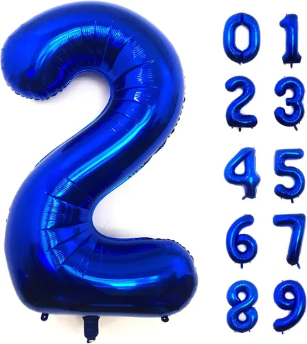 Miniatura 16 de Lovoir Globo azul marino de 40 pulgadas con el número 0 de gran tamaño de papel de aluminio de Mylar para helio azul oscuro para fiesta de Azul