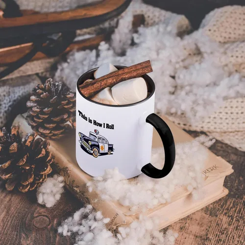 Miniatura 6 de 3dRose This Is How I Roll Police Cop Car 15oz Two-Tone Black Mug