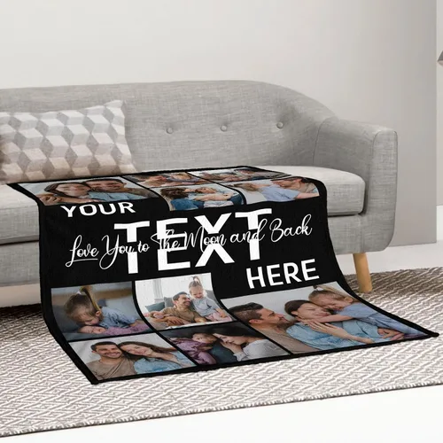 Miniatura 4 de Mantas personalizadas con collage de fotos y texto, hechas en Estados Unidos, mantas personalizadas con imágenes personalizadas para cumpleaños