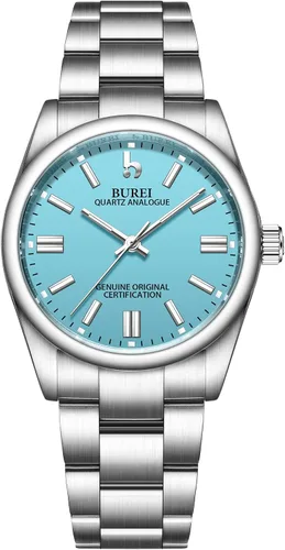 BUREI Couple Watch for Men and Women Dress Minimalist Stainless Steel Watches Waterproof Fashion Watches