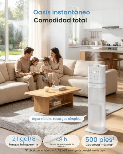 Miniatura 2 de Humidificadores para dormitorio de 2.1 galones/8 litros, humidificador inteligente para habitaciones grandes, humidificadores de niebla fría