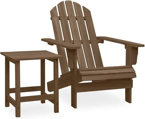 Garden Chair Outdoor Brown Fir Wood, Chairs, Balcony Furniture Set & Small Patio Table - Ergonomic, Piece, Garden Set, Chairs - 27.4 x 34.1 x 35.2 in