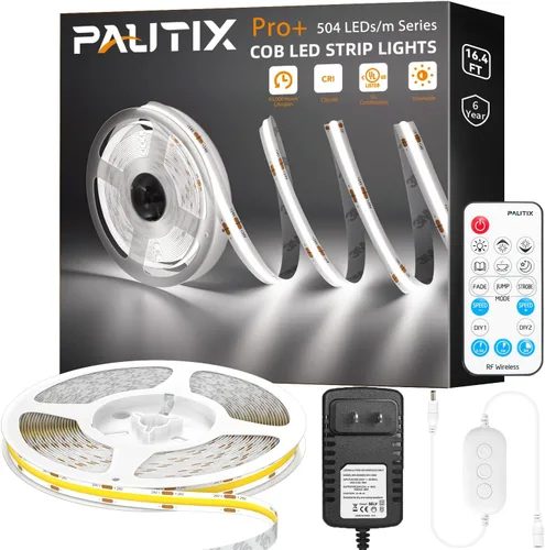 Miniatura 2 de PAUTIX COB - Tira de luces LED de 16.4 pies, luz blanca diurna 6500 K, tira de luz LED regulable CRI85+, cinta de luces LED superbrillantes de 24 V