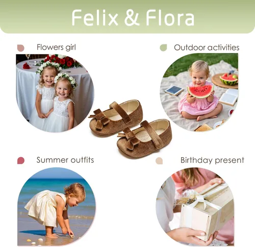 Miniatura 62 de Felix & Flora Zapatos de bebé de suela suave - Zapatos de bebé para caminar, mocasines, suela de goma, zapatos de cuna