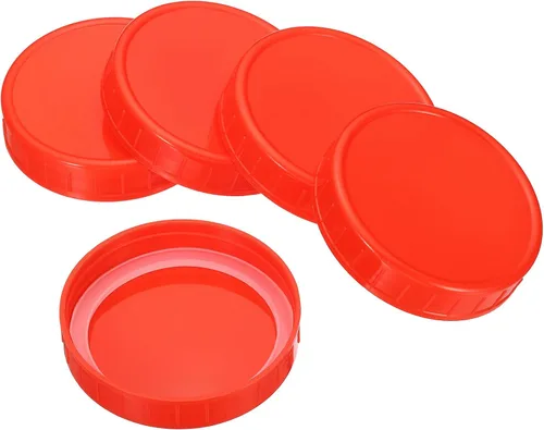 Miniatura 8 de PATIKIL Tapas de plástico de boca ancha de 3.386 in, 1 juego/8 tapas para tarros de conservas con anillo de sellado de silicona para almacenamiento