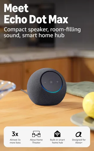 Miniatura 11 de Amazon Echo Dot Max (modelo más reciente): parlante Alexa con sonido que llena la habitación y graves casi 3 veces más potentes, ideal para salas