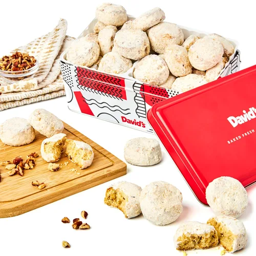 David's Cookies Butter Pecan Meltaways Sweet Sampler Tin - Galletas de mantequilla con nueces pecanas crujientes, suaves y que se derriten en la