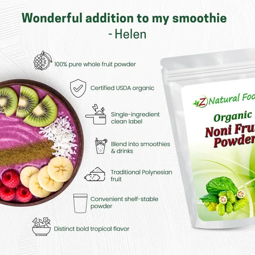 Miniatura 4 de Z Natural Foods Noni Fruit Powder - Superalimento orgánico crudo sin gluten sin OMG - Apoya la digestión saludable y la energía - Repleto