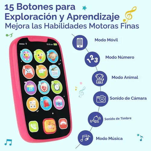 Miniatura 5 de Juguetes para niñas de 1 año, 15 funciones, juguetes de niña de 1 año para niñas de 1 año, teléfono de juguete para bebés, juguetes para bebés de 12