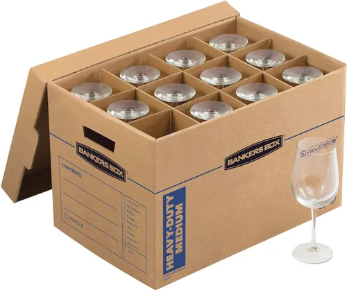 Miniatura 3 de Bankers Box Kit de cocina caja de mudanza, 1 paquete, divisores y cojines, asas reforzadas, montaje sin cinta, caja con tapa, 15 x 12 x 10 pulgadas