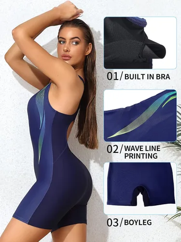 Miniatura 3 de ATTRACO Traje de baño de una pieza para mujer, traje de baño de entrenamiento atlético con espalda cruzada