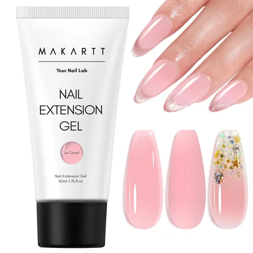 Makartt - Gel de uñas de polietileno: constructor rosa natural de 1.7 oz (50 ml) para extensión de uñas, fortalecedor, diseño de arte de uñas de